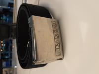 CS942/2024 BLACK FABRIC BELT WITH SILVER PLATE BRAND PARKSIDE